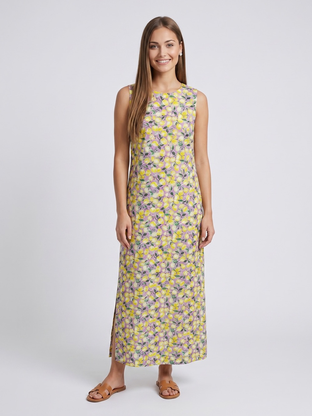 🌻Love, Lilly Lemon Print Maxi Dress Sleeveless Made in USA Women's Size 6